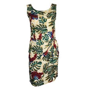 HILO HATTIE‎ Red Green Floral Sleeveless Wrap Style Dress Womens Size S Small